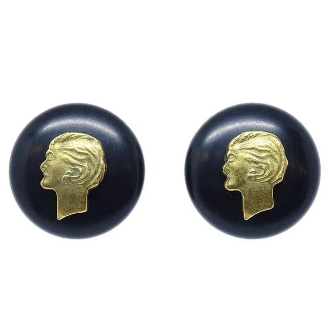 Coco Chanel Mademoiselle Earrings Black Clip-On 94A in Black from AMORE Vintage Tokyo