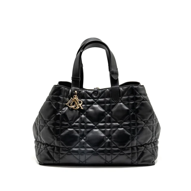 Large Dior Toujours Bag Macrocannage Calfskin Black LGHW in Black Calfskin from EMIER
