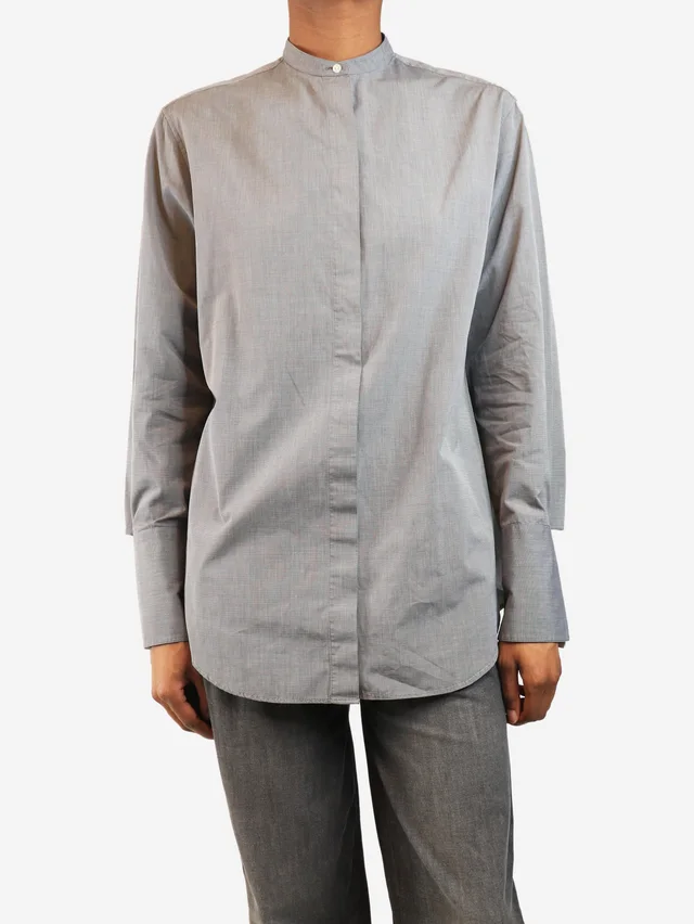 The Row Grey mandarin collar shirt - size XS in Grey from Sign of the Times