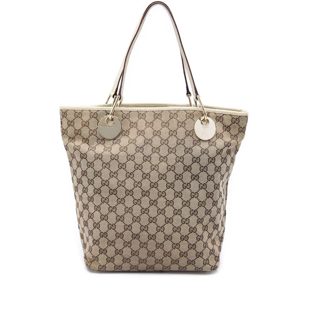 White Gucci Large GG Canvas Eclipse Tote in White Canvas from Designer Revival