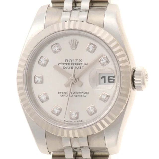 Rolex Datejust 26 Watch Stainless Steel 18k White Gold Diamond Silver Dial in White from The Reluxe