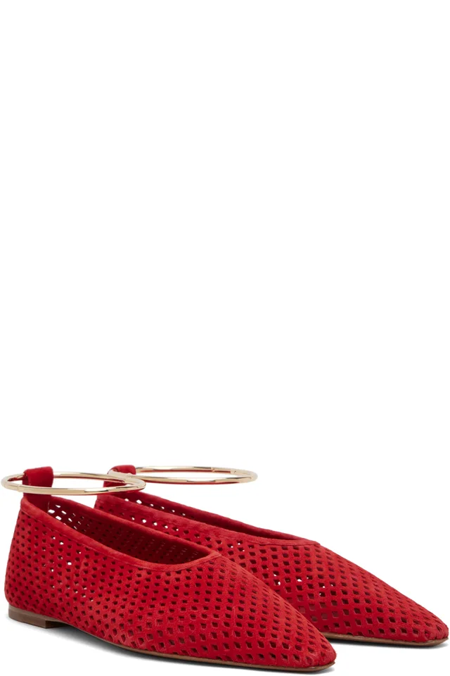 Jil Sander Red Ring Ballerina Flats, photo 4 of 5 from SSENSE