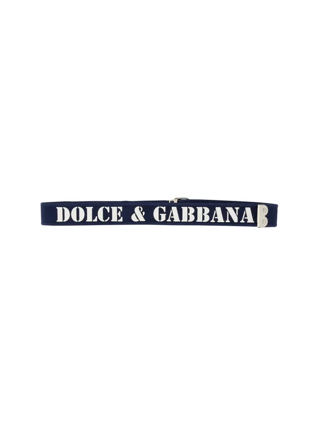 Dolce & Gabbana Logo-Detail Belt — Blue Polyester in Blue Denim from HEWI