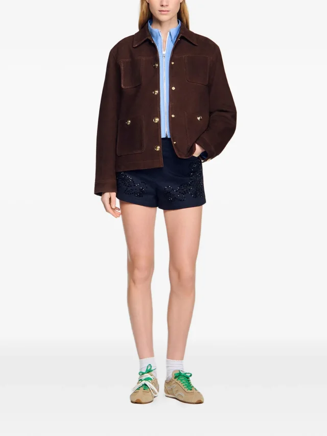 SANDRO suede jacket, photo 2 of 2 from FARFETCH