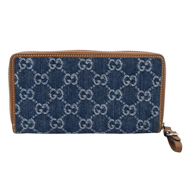 Gucci GG Denim Zip Around Wallet in Denim from Clotheshorse Anonymous
