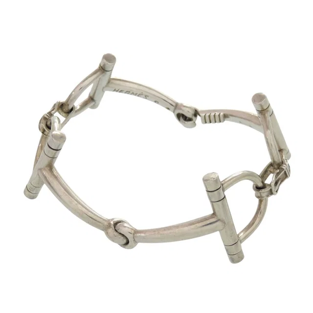 Hermès Horsebit Silver Vintage Antique 925 Sterling Bangle Bracelet in Silver from The Reluxe