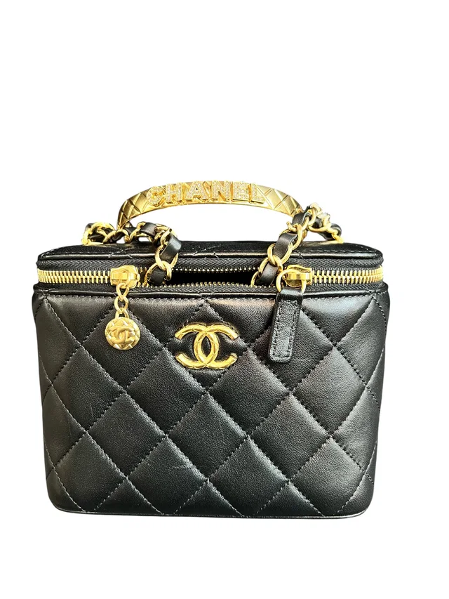 Chanel Coco Crush Handle Vanity Black Crystals GHW in Black from Luxury Promise