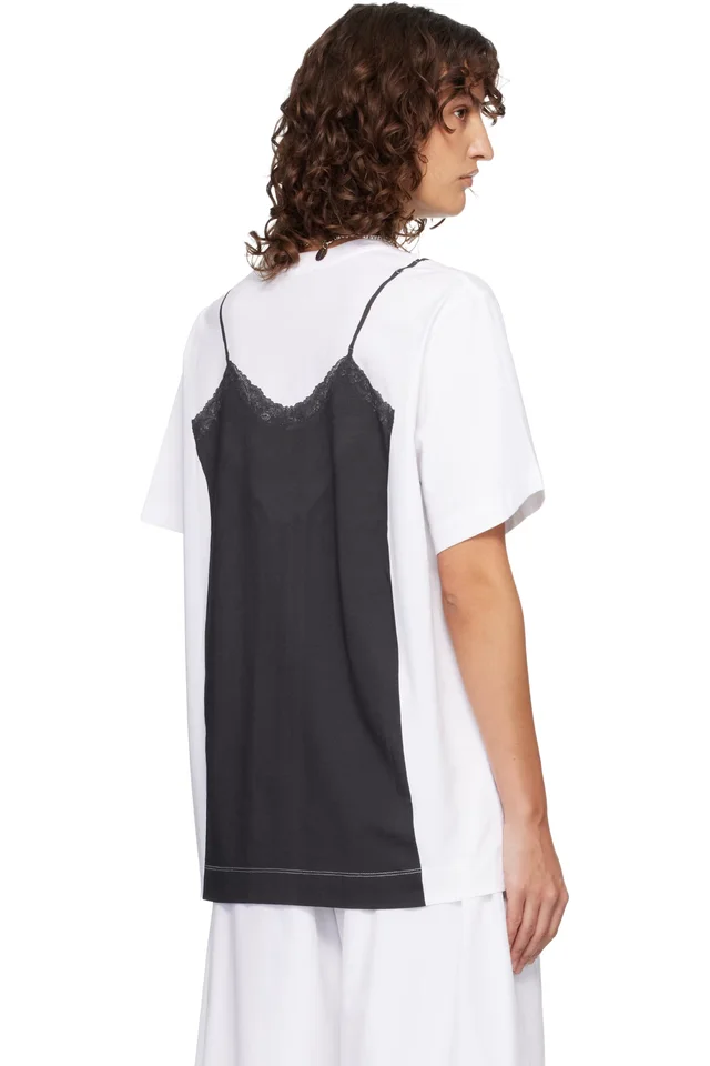 Simone Rocha White & Black Bow Sash Slip Dress Trompe L'Oeil T-shirt, photo 3 of 4 from SSENSE