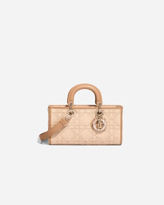 Dior Lady D-Joy Medium Wicker / Calf Beige in Beige Raffia from SACLÀB