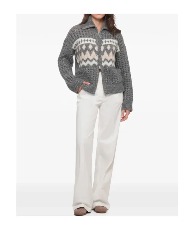 Peserico Fair Isle Zip Knitted Sweater, photo 3 of 5 from SENSER