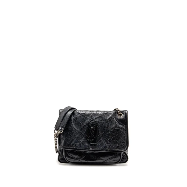 Saint Laurent Niki Baby Aged Calfskin Black SHW in Black Calfskin from EMIER