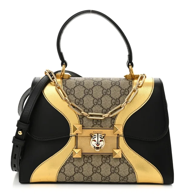 Gucci Osiride Small GG Supreme Coated Canvas Bag - Black & Gold in Black Coated canvas from H&T