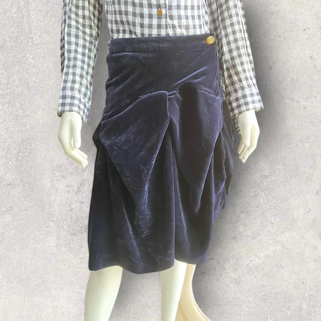 Vivienne Westwood Fall06 Velvet Drunken Skirt in blue Velvet from Grailed