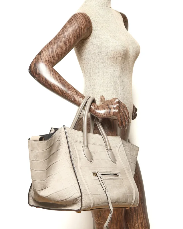 Celine Crocodile Embossed Nubuck Luggage Phantom Tote Bag in Suede from A Retro Tale, photo 9 of 9