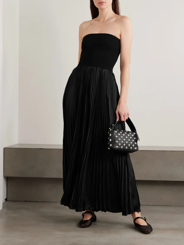 LA LIGNE Estelle convertible stretch-knit and pleated satin maxi dress in Black, photo 2 of 2 from NET-A-PORTER (Canada)