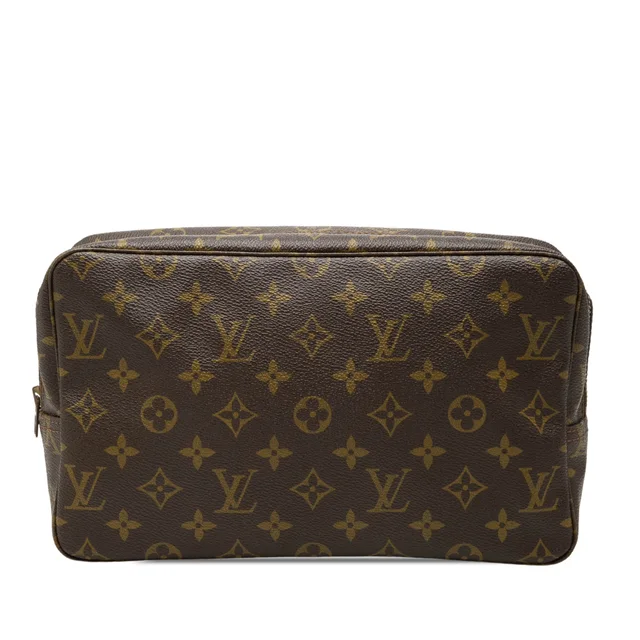 Brown Louis Vuitton Monogram Trousse Toilette 28 Clutch Bag in Brown Coated canvas from Designer Revival