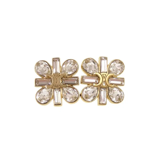 Celine Triomphe Stone Gold Earrings in Gold from The Reluxe