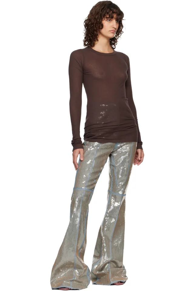 Rick Owens Blue & Beige Temple Bolan Bootcut Jeans, photo 4 of 4 from SSENSE