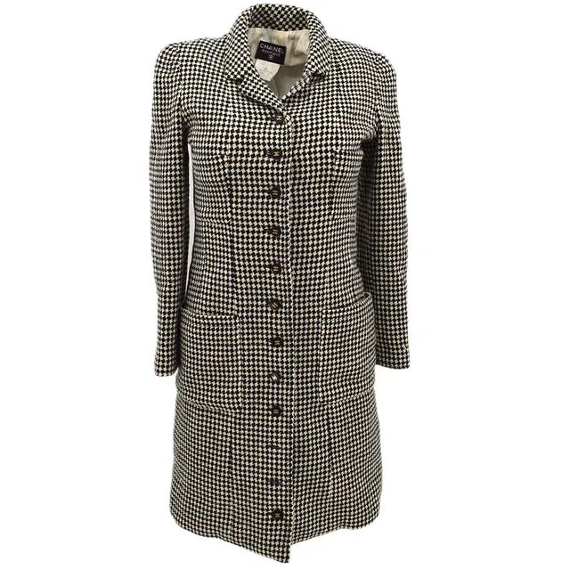 Chanel Coat Black White 96A #36 in Black Nylon from AMORE Vintage Tokyo