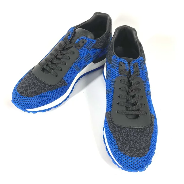Louis Vuitton Damier leather sneakers for men, blue in Black/Blue Leather from Elady