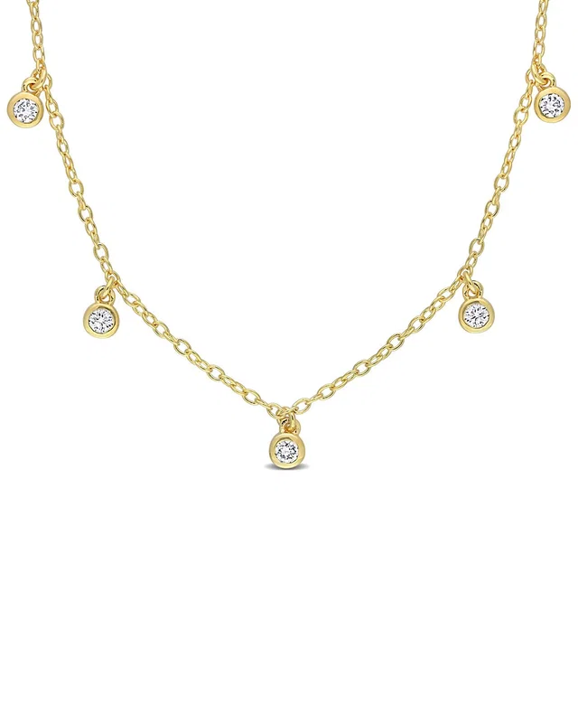 Lab Grown Diamonds 18K Over Silver 0.17 ct. tw. Lab Grown Diamond Station Necklace, image 1 of 1 from Gilt