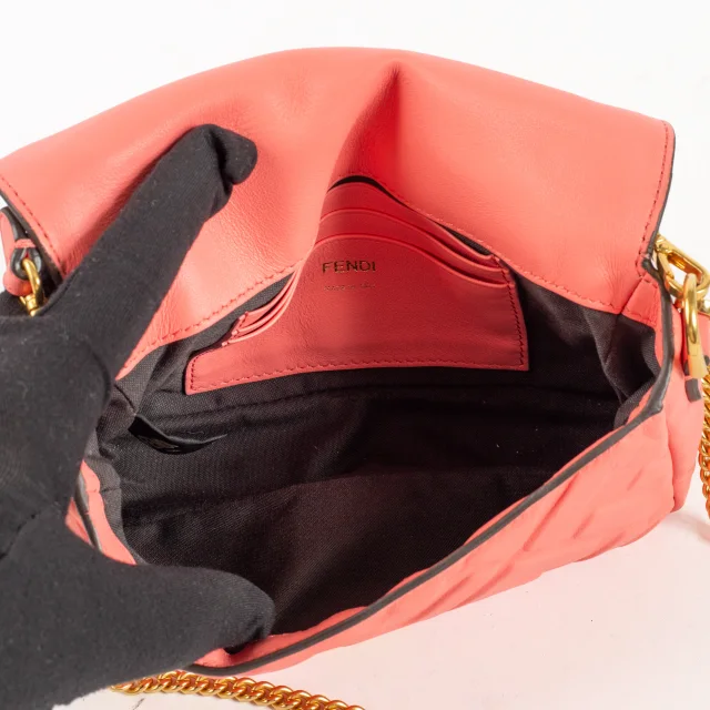 Fendi Pink FF Embossed Leather Mini Baguette Bag in Pink Leather from Labellov, photo 5 of 7