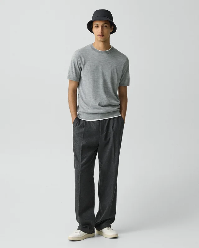 Theory Soris Tee in Regal Wool in COOL HEATHER GREY 100% Wool; Exclusive Of Elastic, photo 5 of 12 from Theory
