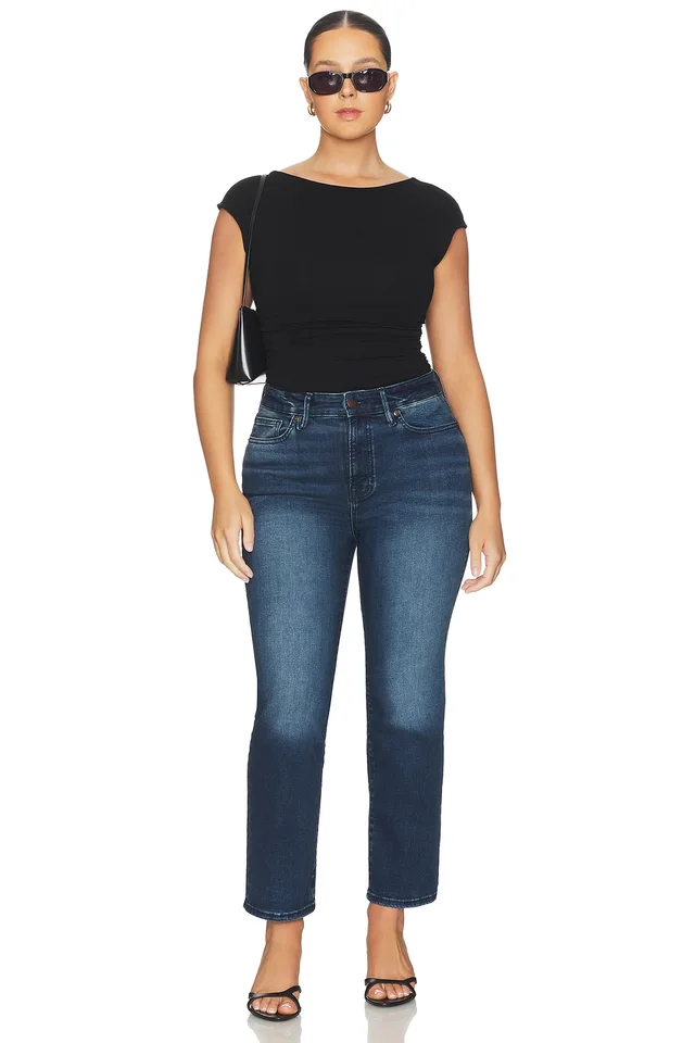 Good American Always Fits Good Legs Straight Jeans in Indigo446, photo 10 of 11 from REVOLVE (Canada)