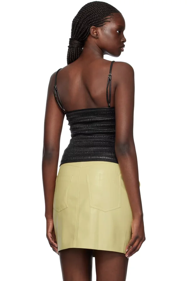 Nanushka Black Arenda Vegan Leather Camisole, photo 3 of 4 from SSENSE
