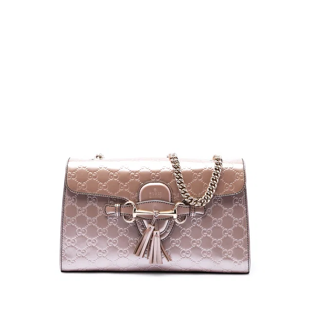 Pink Gucci Medium Guccissima Patent Emily Shoulder Bag in Pink Patent leather from Designer Revival