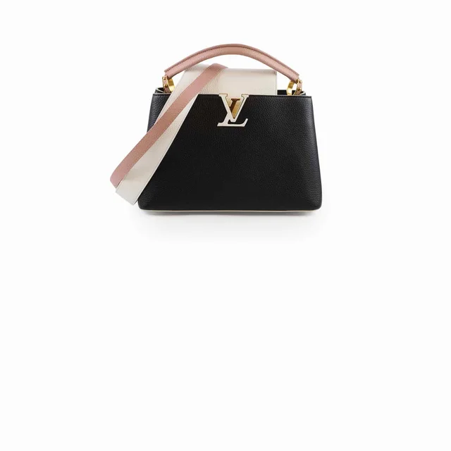Louis Vuitton Capucines MM Multicolour Black/Pink/White in Black Leather from The Purse Affair