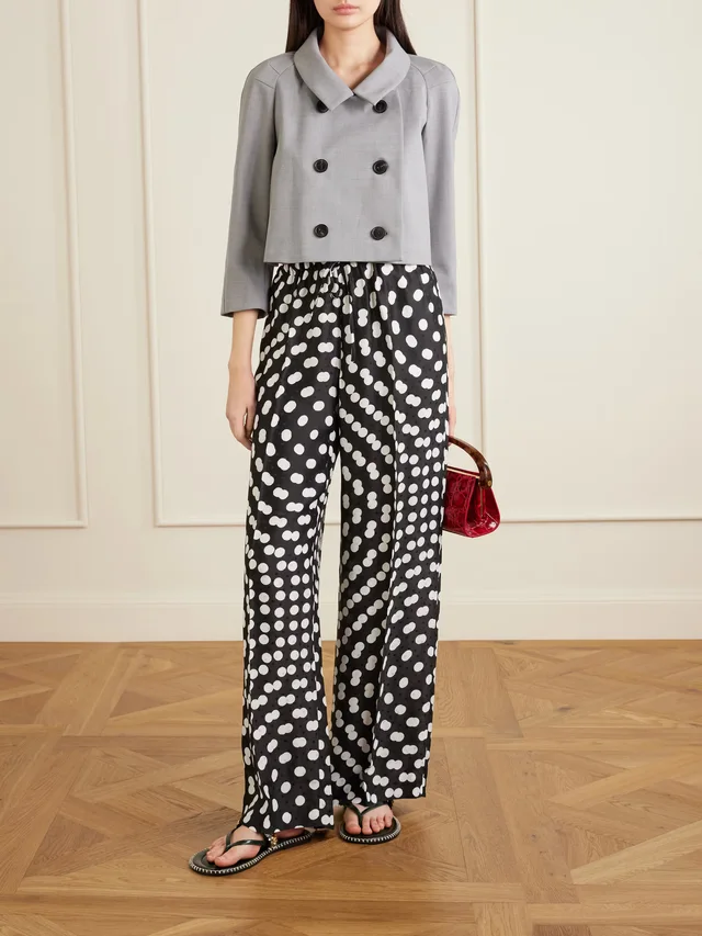 DRIES VAN NOTEN Cropped doubel-breasted grain de poudre jacket in Grey, photo 2 of 2 from NET-A-PORTER (Canada)