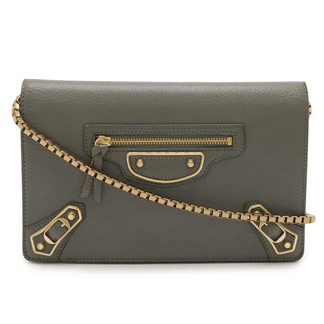 Balenciaga Classic Metallic Edge 2way Chain Wallet in Leather from LuxUness