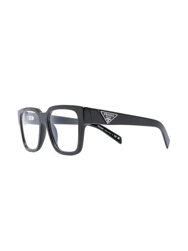 Prada Eyewear triangle-logo plaque square-frame glasses, photo 2 of 2 from FARFETCH