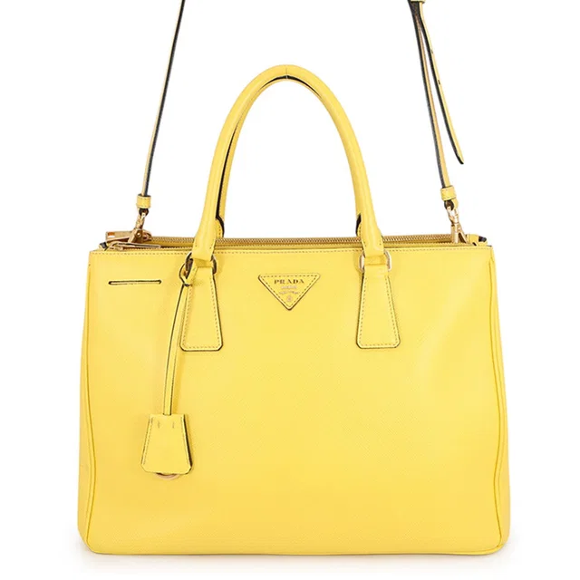 Prada Galleria Saffiano Leather Handbag YellowBN2274 Leather Size Large in Saffiano leather from GALLERY RARE