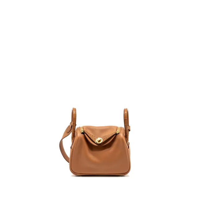Hermès touch mini lindy Swift/alligator Mississippiensis Matte Gold GHW stamp Z in Gold Swift leather from EMIER