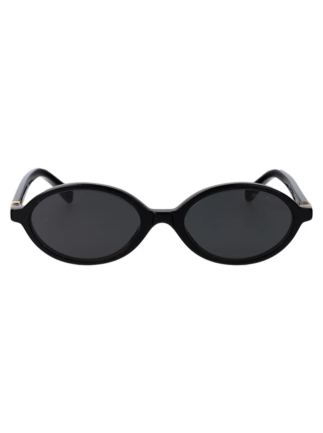 Miu Miu 0mu Oval Frame Sunglasses — Black Acetate in Black from HEWI
