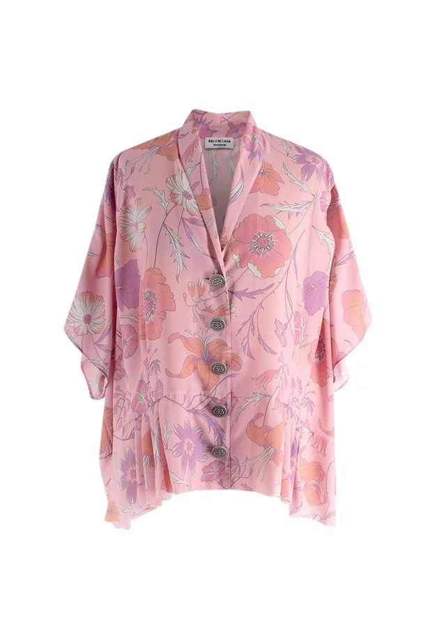 Balenciaga Pink Floral Oversized Blouse in Pink from HEWI