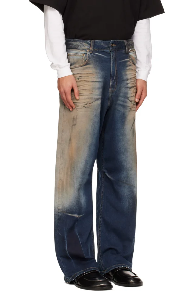 We11done Blue Loose-Fit Dirty Jeans, photo 2 of 4 from SSENSE