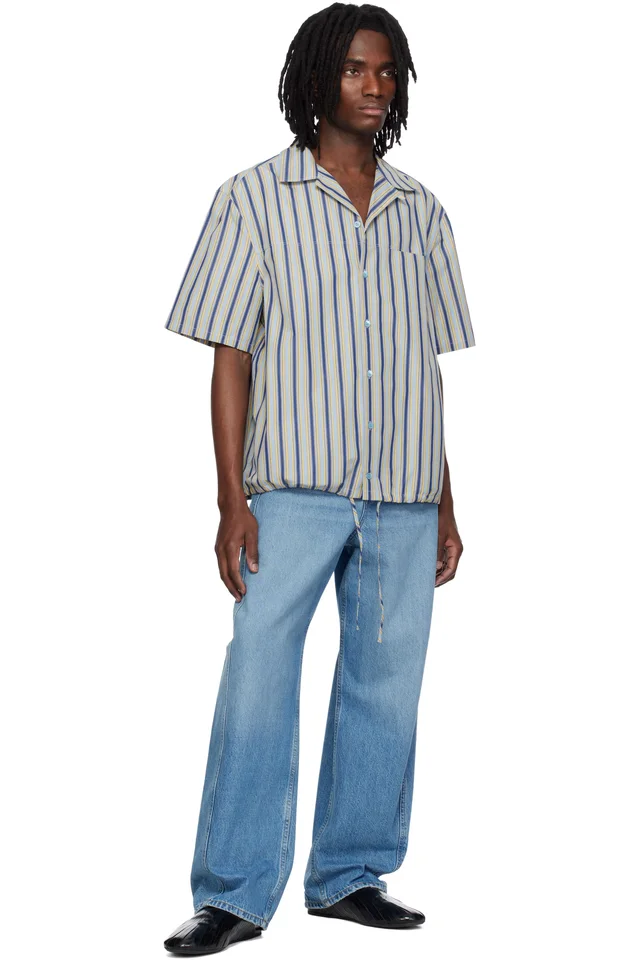Marni Multicolor Striped Drawstring Hem Cotton Shirt, photo 4 of 4 from SSENSE