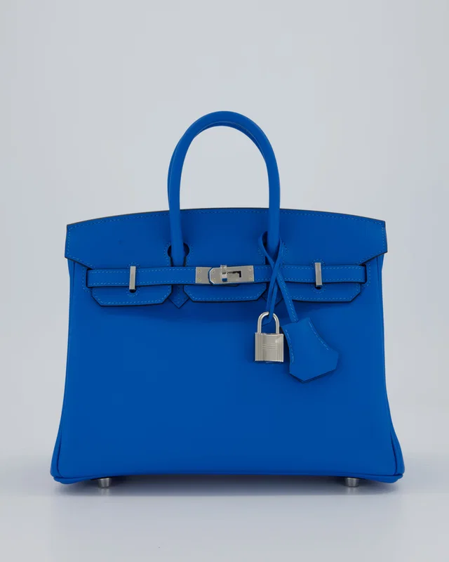 Hermès Birkin 25 Retourne Bag in Blue Leather from Sellier