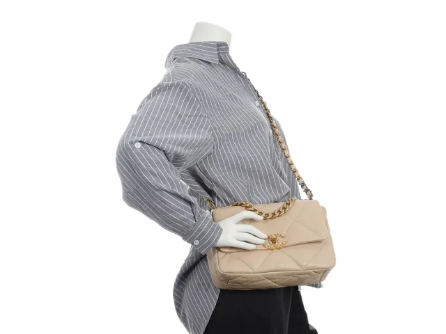 Chanel Small Beige Quilted Calfskin 19 Flap in Beige Calfskin from Ann's Fabulous Finds, photo 10 of 10