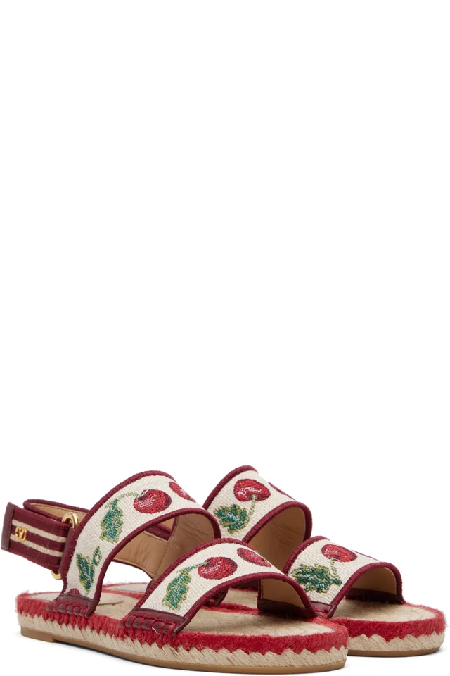 Valentino Garavani Off-White & Red Bribri Sandals, photo 4 of 4 from SSENSE