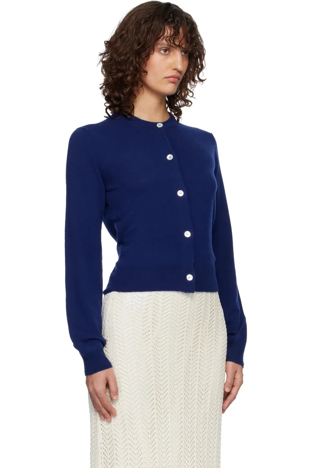 Jil Sander Blue Wool Crew Neck Long Sleeves Cardigan, photo 2 of 4 from SSENSE