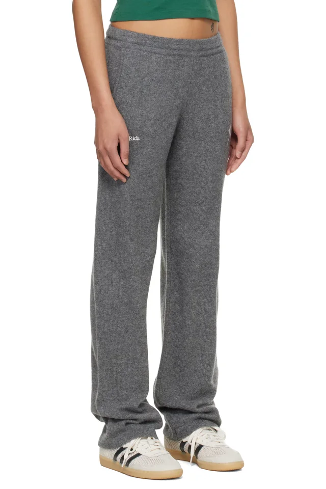 Sporty & Rich Gray Heritage Yankees Serif Cashmere Lounge Pants, photo 2 of 4 from SSENSE