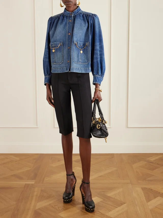 CHLOÉ Embellished organic denim jacket in Blue, photo 2 of 2 from NET-A-PORTER (Canada)