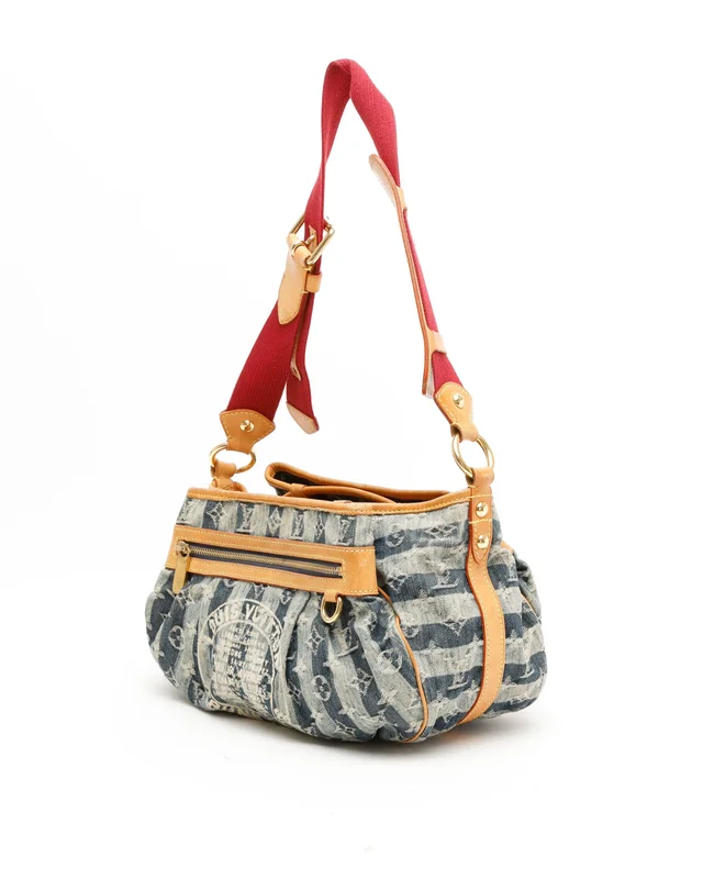 Louis Vuitton Monogram Porte Epaule Raye MM Bag in Denim from A Retro Tale, photo 2 of 13