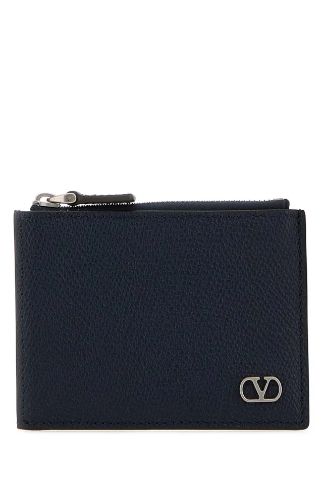 Valentino Garavani Calf Leather Coin Purse — Navy - Bos Taurus Purses in Navy Calfskin from HEWI