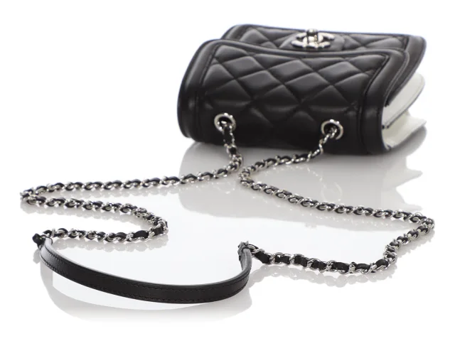 Chanel Mini Black and White Leather Citizen Flap in Black Leather from Ann's Fabulous Finds, photo 8 of 10