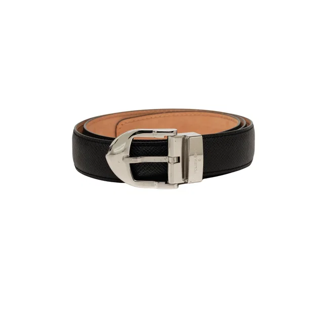 Black Louis Vuitton Taiga Ceinture Classique Belt in Black Leather from Designer Revival